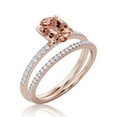 thumbnail image 3 of Sirprisingly Gift Minimalist 2.00 Carat Oval Cut Morganite And Diamond Moissanite Engagement Ring, Classic Wedding Ring, One Matching Band In 10k Solid Rose Gold, Occasionally Gift For Her, 3 of 3