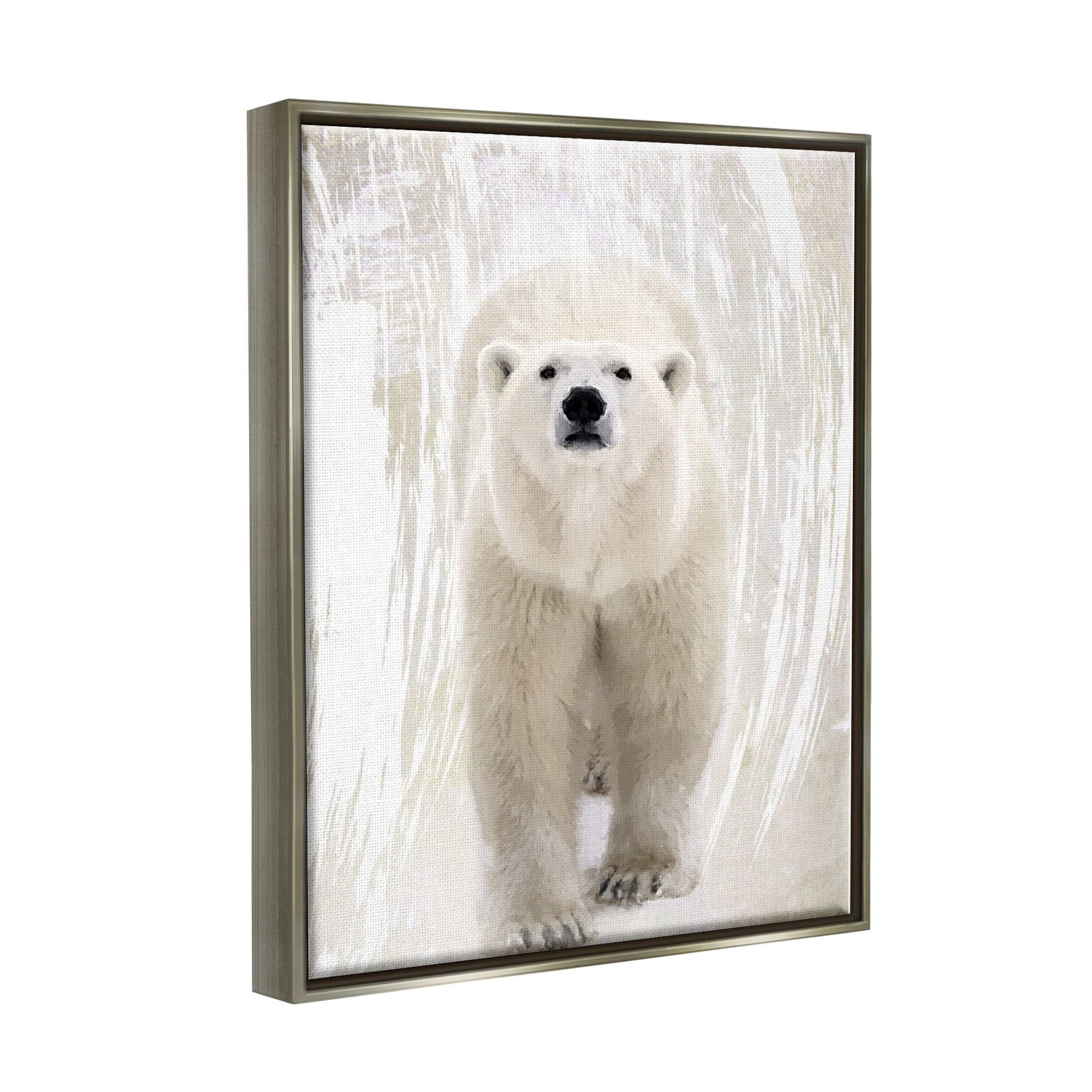 Stupell Industries Modern Polar Bear Portrait Animals & Insects Painting Gray Floater Framed Art Print Wall Art, 17 x 21