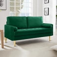 thumbnail image 7 of Luxury Velvet Loveseat Sofa with 2 Pillows & Golden Legs, Perfect for Small Spaces (Green), 7 of 7