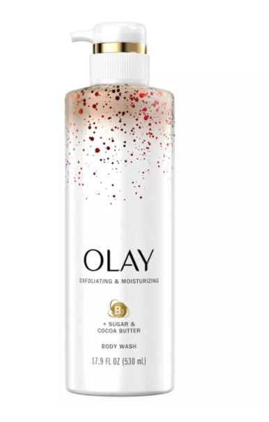 Olay Exfoliating & Moisturizing Body Wash with Sugar, Cocoa Butter, and Vitamin B3, 17.9 Oz