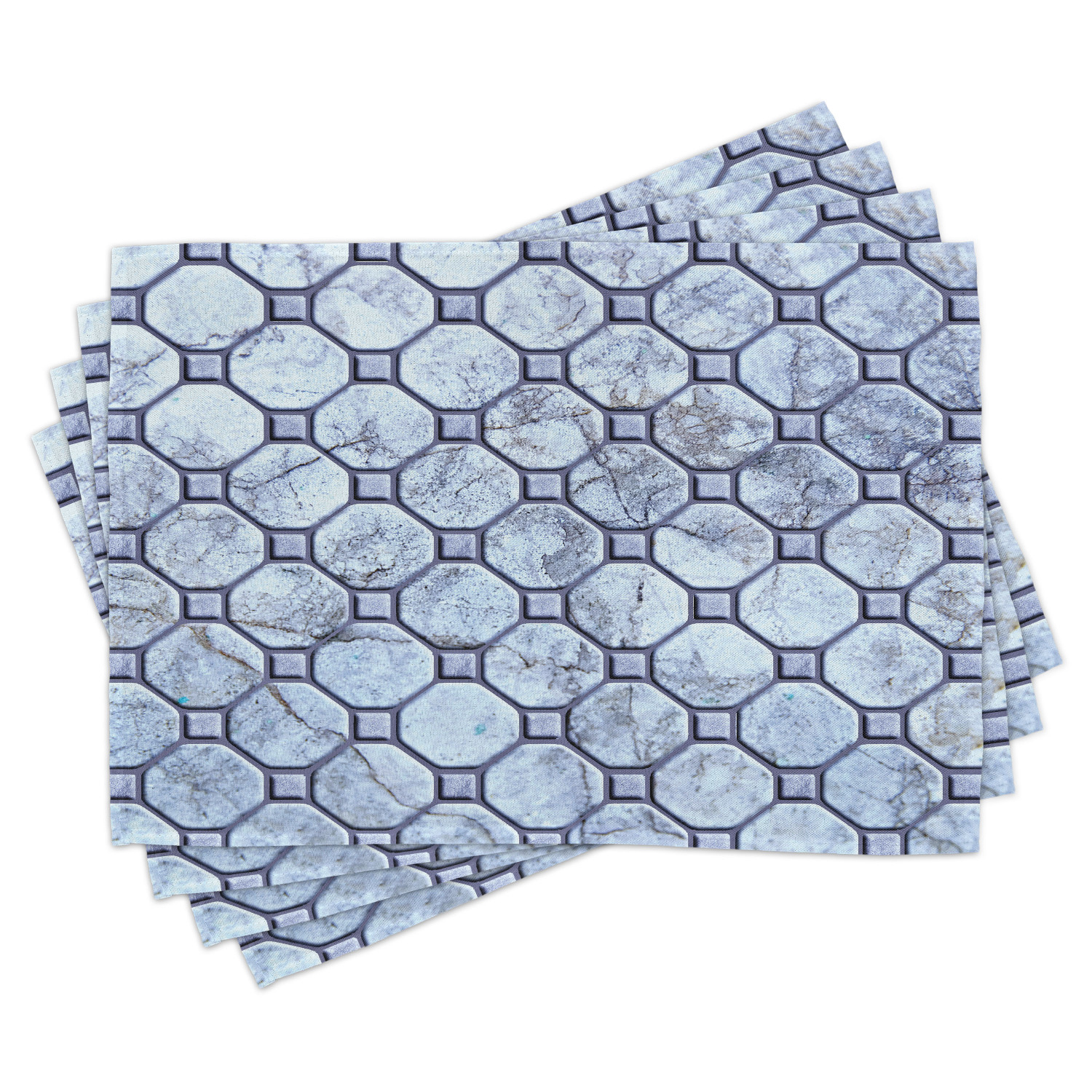 Marble Placemats Set of 4 Retro Marble Tiled Spiral and Round Circular