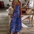thumbnail image 4 of Red White & Blue Fireworks Sleeveless Dress Loose Women's Dress Dresses Luxury Evening Dresses, 4 of 9