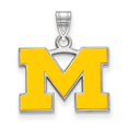 thumbnail image 1 of 925 Sterling Silver Rh-plated LogoArt Michigan (Univ Of) Small Enamel Pendant; for Adults and Teens; for Women and Men, 1 of 2