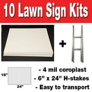 10 Blank Yard Signs with H-stakes for Garage Sale Signs, Graduations, or Political Lawn Signs