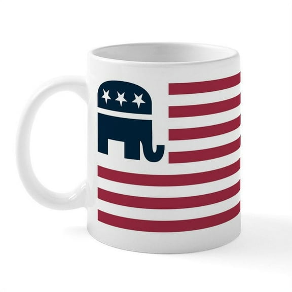 CafePress - GOP Flag Mug - 11 oz Ceramic Mug - Novelty Coffee Tea Cup