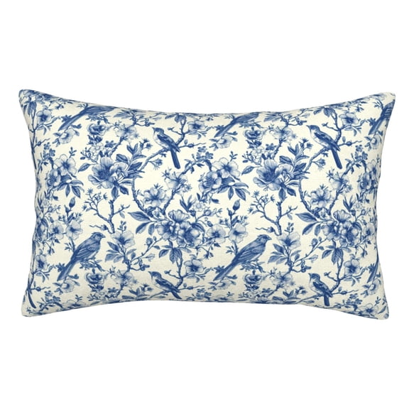 Honeii Vintage Floral Birds Print Pillow Cases,Plush Throw Pillow Covers,Decorative Pillowcase for Sofa, Couch, Living Room-14"x20"