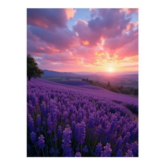 Diamond Art Kits for Adults, Lavender Field Sunset Horizon 5D Diamond Painting Kits for Adults Beginners, DIY Full Drill Diamond Painting, Gem Art and Crafts 12x16