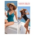 thumbnail image 4 of MOYIKO One Piece Swimsuits for Women Tummy Control Bathing Suit Ruched Sexy V Neck Slimming Swimwear, 4 of 7