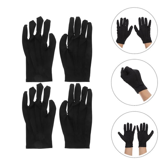 Raindrops 5Pairs Black Inspection Gloves Soft Nylon Fabric for Jewelry Cleaning and Antique Handling