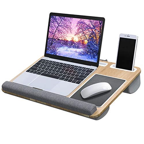 lap desk fits up to 17 inches laptop desk, built in mouse pad & wrist