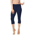 thumbnail image 3 of LMB Capri Leggings for Women Buttery Soft Polyester Fabric, Dark Navy, XS - L, 3 of 3