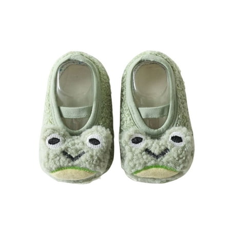 

Fangasis Toddler Floor Slippers Non-Slip Socks First Walker Sock Shoes Infant Home Shoe House Comfort Soft Soles Slipper Green Frog 9C