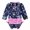 Navy Blue, variant on CHICTRY Baby Girls Floral Print Rash Guard Swimsuit Ruffle Zippered Swimwear