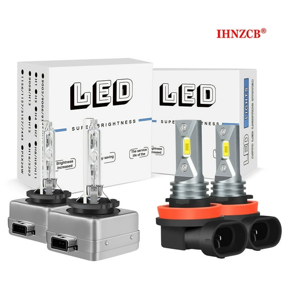 IHNZCB D3S H11 Headlight High  Low Beam Bulbs Conversion Kit Super Bright White 6000K