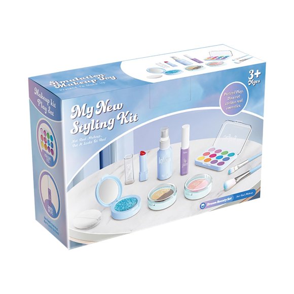 Kids Pretend Play Makeup Case And Cosmetic Set - Beauty Kit Salon With 10Pcs Makeup Accessories For Girls, Non-Toxic Dress Up Toys For Toddlers Role Play Gift Idea