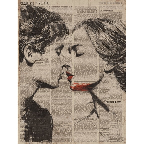 UXIEQU Vintage Kissing Couple Canvas Wall Art Print 15.75x11.81 Inches