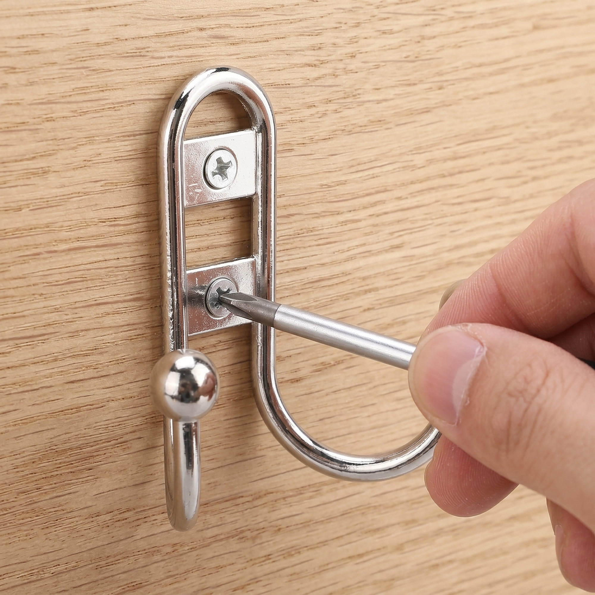 Unique Bargains 8Pcs Utility Metal Durable Multi-Purpose Wall Hooks Chrome 2.8x2.6inch