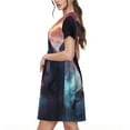 thumbnail image 2 of Rocae Dramatic Shark Attack for Dresses Summer Casual Ruffle Short Sleeve Cute Crew Neck Flowy Dress with Pockets, 2 of 6