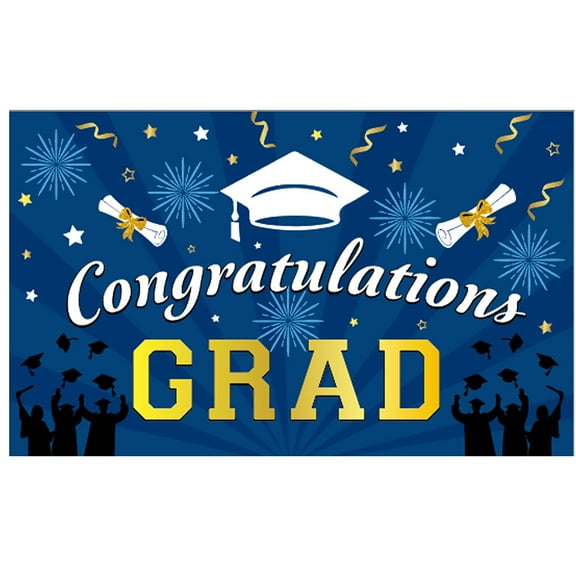 SUSHANG Large Congrats Grad Banner Gold Class of 2025 Banner Backdrop Graduation 2025 Yard Sign for Graduation Party Supplies Graduation Decorations 2025, 2 Sizes