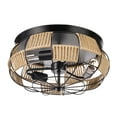 thumbnail image 3 of Arturesthome Hemp Rope Rattan Flush Mount Light Fixture Industrial Black Metal Cage Semi Ceiling Lighting Lamp Wicker Rustic Farmhouse Chandelier for Hallway Dining Room Kitchen Bedroom, 3 of 8