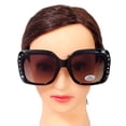 thumbnail image 2 of Womens Oversize Sunglasses Square Frames with Christian Cross and Rhinestones - Black Gold, 2 of 4
