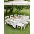 thumbnail image 4 of Outdoor Tablecloth with Umbrella Hole for Patio/Picnic/Party/Camping, Colorful Flowers Waterproof Table Cloth Rectangle Table Cover Washable, Spring Floral Leaves Botanical Gray Plaid (54"x 80"), 4 of 8