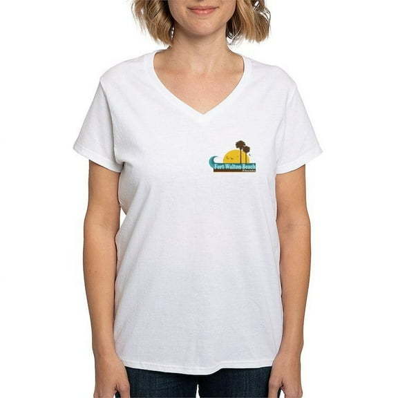 CafePress - Fort Walton Beach FL Women's V Neck T Shirt - Womens Cotton V-Neck T-shirt