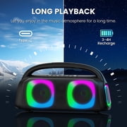 JYX Bluetooth Speaker, 60W Powerful Sound Party Speaker with RGB Light, Portable Speaker with 2 Wireless Microphone