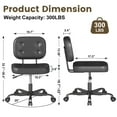 thumbnail image 3 of YERAIRR Armless Office Chair with Wide Seat,Home Computer Desk Chair Thickened Cushion PU Leather Swivel Upholstered Vanity Chair, 3 of 7