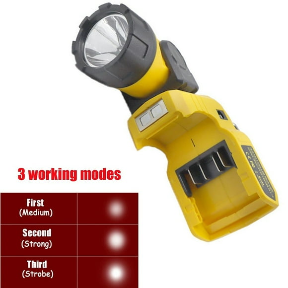 BTOER 12V Cordless Led Work Light Rotary Flashlight Lamp for Dewalt DCB120 Battery