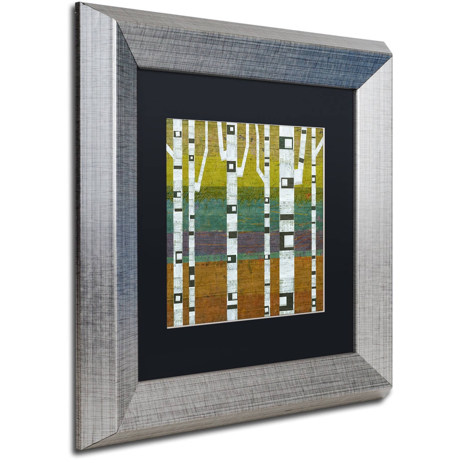 Trademark Fine Art "Birches 2.0" Canvas Art by Michelle Calkins, Black Matte, Silver Frame