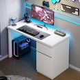 thumbnail image 5 of White Desk with Drawers, 55 Inch Small Cute Desk for Bedroom, Home Office PC Desk Workstation Study Table Desk with Storage, White, 5 of 7