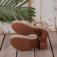 thumbnail image 5 of Sandals for Women Dressy Summer Peep Toe Slingback Chunky Stacked Heel Ankle Booties Ankle Buckle Strap Sandals Beige 5.5, 5 of 7