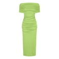 thumbnail image 4 of ZZwxWA Womens Off The Shoulder Sexy Skinny Fit Cocktail Party Dress Solid Color Oversize Maxi Long Dress Short Sleeve Backless Formal Gown Green Medium, 4 of 6