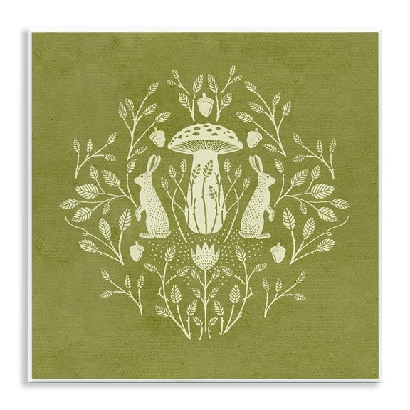 Stupell Industries Cottagecore Mushroom & Rabbits Plants & Flowers Painting Unframed Art Print Wall Art, 12 x 12