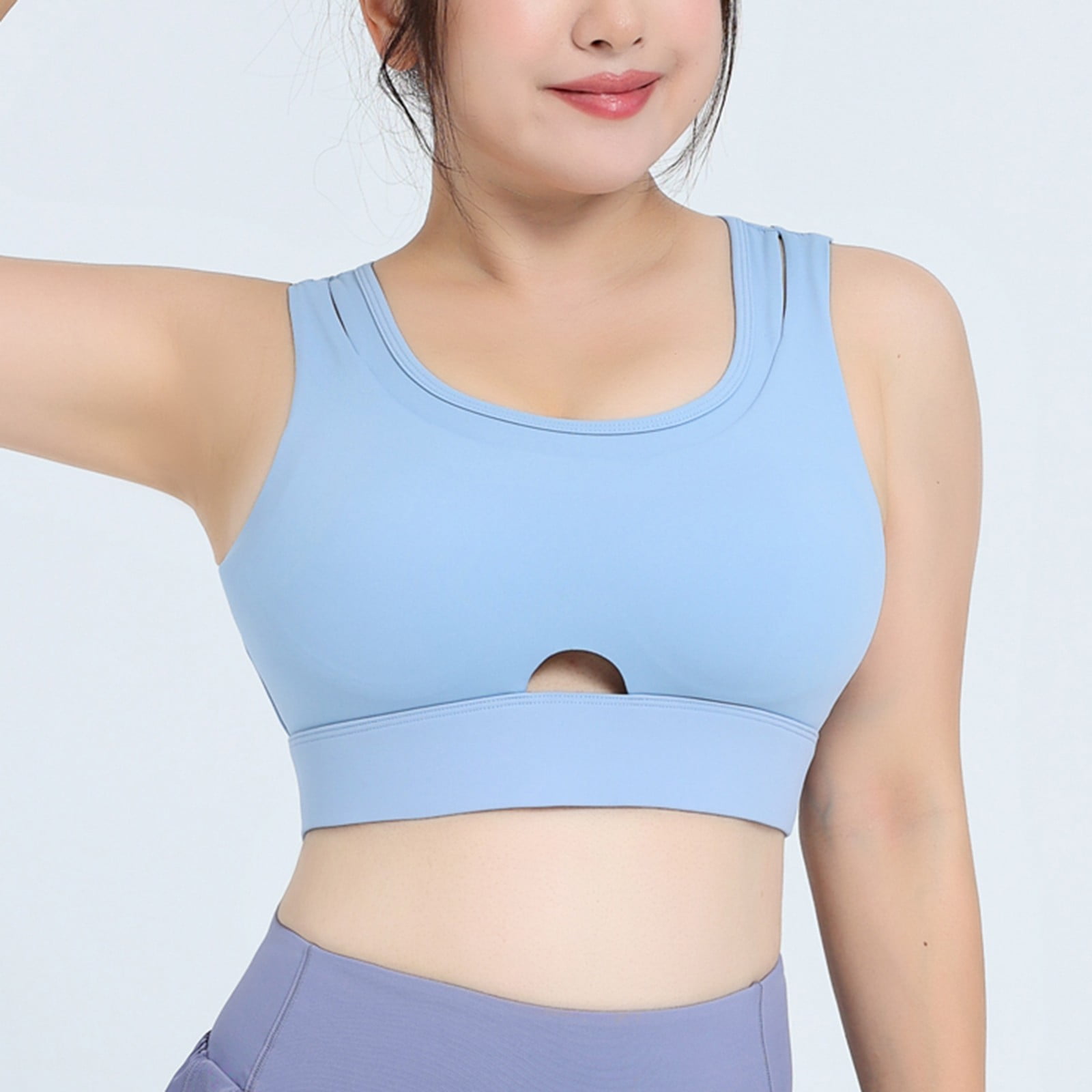 RQYYD Plus Size Sports Bras for Women Sexy Front Cutout Hollow