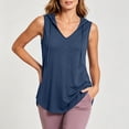 thumbnail image 5 of Qiopertar Womens Tank Tops Hooded V Neck Sleeveless Casual Loose Flowy Lightweight Soft Summer Tops, Navy L, 5 of 7