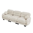 thumbnail image 5 of NEW Pleated Design Cozy Chenille Fabric 3 Seater Modular Sofa with High-Density Ergonomic Foam Seat, Curved Round Armrests and 2 Round Throw Pillows,Beige, 5 of 8