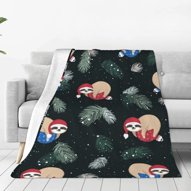 Balery Baby Sloths Sleeping On The Christmas Ball Manta de Felpa Suave y Acogedora – Cobija de Franela Aterciopelada para Cama, Lavable y Cálida para Sofá, Mascotas, Transpirable-80"x60"