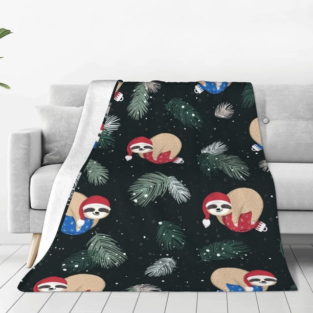 Fotbe Baby Sloths Sleeping On The Christmas Ball Manta de Franela Acolchonada con Estampado, Súper Suave y Esponjosa, Extra Grande para Sofá, Cama, Uso Todo el Año-60"x50"