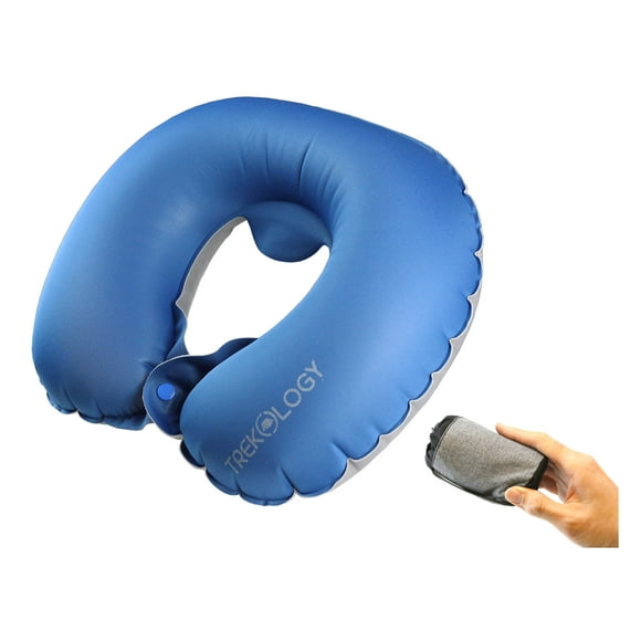 Trekology Almohada Inflable Para El Cuello Para Viajes - Máxima Comodidad Y Soporte Para Aviones, Automóviles Y Más - Diseño Ergonómico Para Un Sueño Reparador Y Alivio Del Cuello - Accesorio De Viaje