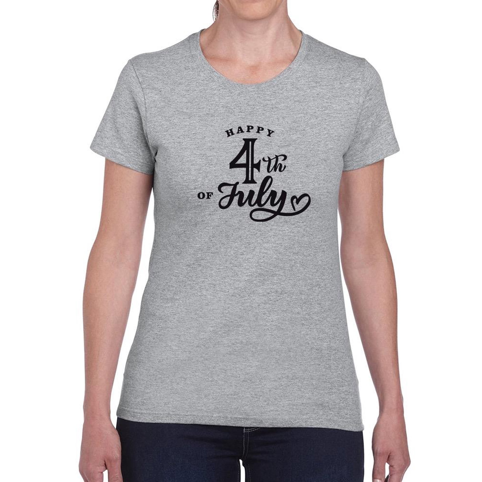 Happy 4Th Quote Shaped T-Shirt Women -Image by Shutterstock Female XX-Large