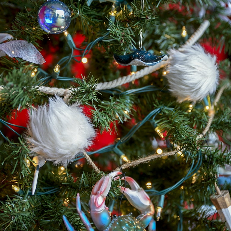 Hanging Furry White Pom Ball Garland Christmas Tree Ornament Holiday Xmas Decor Hanging Furry White Pom Ball Garland Christmas Tree Ornament Holiday Xmas Decor