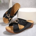 thumbnail image 6 of Zefriona Women's Casual Wedge Sandals Slip On Open Toe Metal Chain Detail Comfortable Beach Slides Black Size 6, 6 of 9