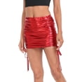 thumbnail image 5 of HDE Women's Shiny Metallic Drawstring Bodycon Mini Skirt Red - XXL, 5 of 6