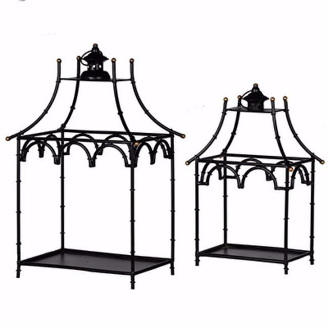 Intriguing Wellford Metal Candle Lanterns, Black - Set of 2