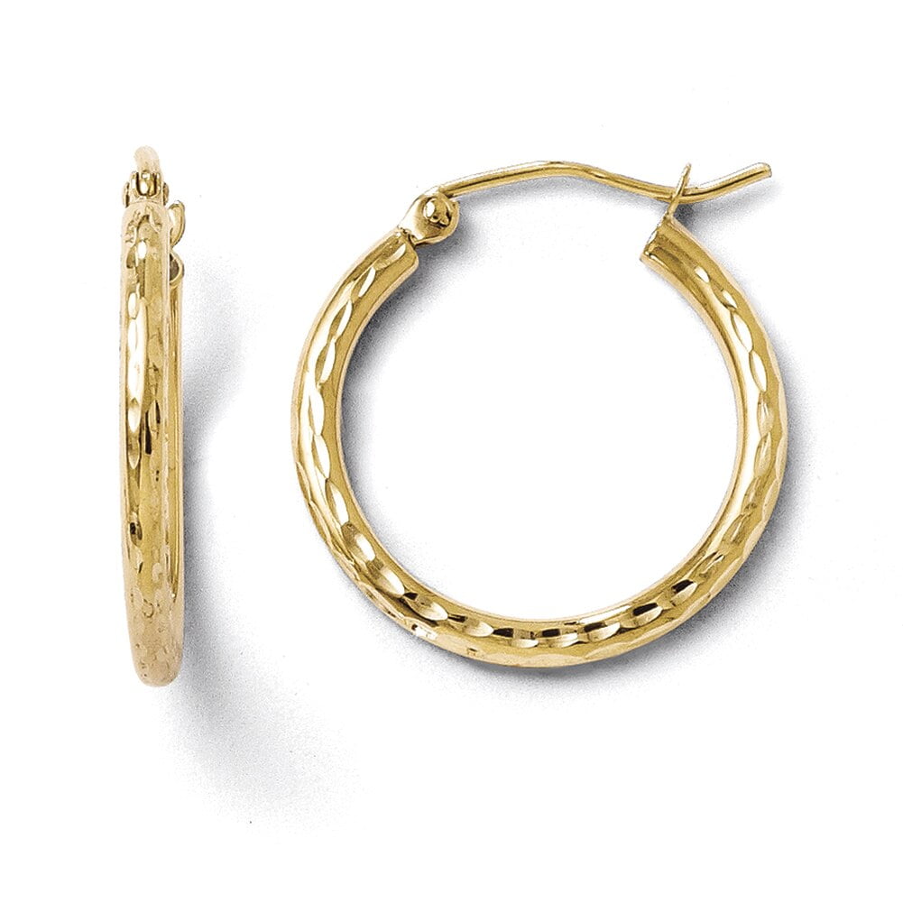 Leslies 10K White Gold Textured Hinged Hoop Earrings 