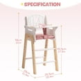 thumbnail image 5 of Robud Play High Chair, Pretend Play High Chair with Cushion, Movable Table, Wooden Baby Doll Accessories, Fits 18-20 Inch Dolls, White, 5 of 9