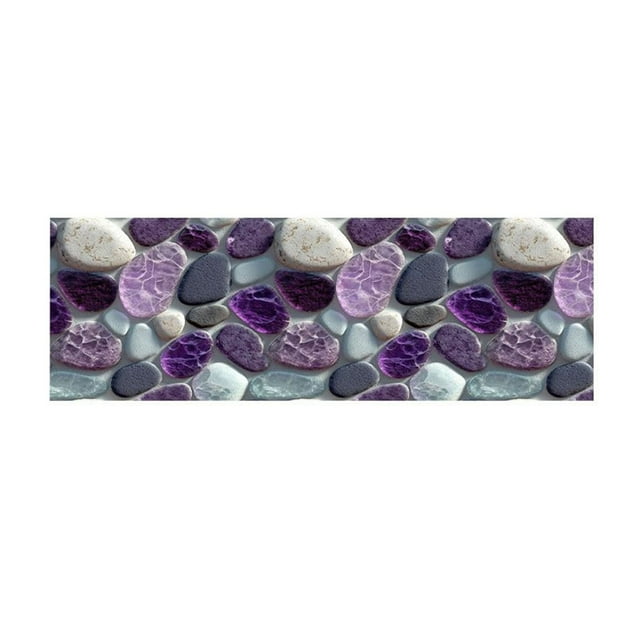 Corridor Stone Patterned Carpet with 3D Pebble Design Washable Floor Mat for Entrance Bathroom and Kitchen Use