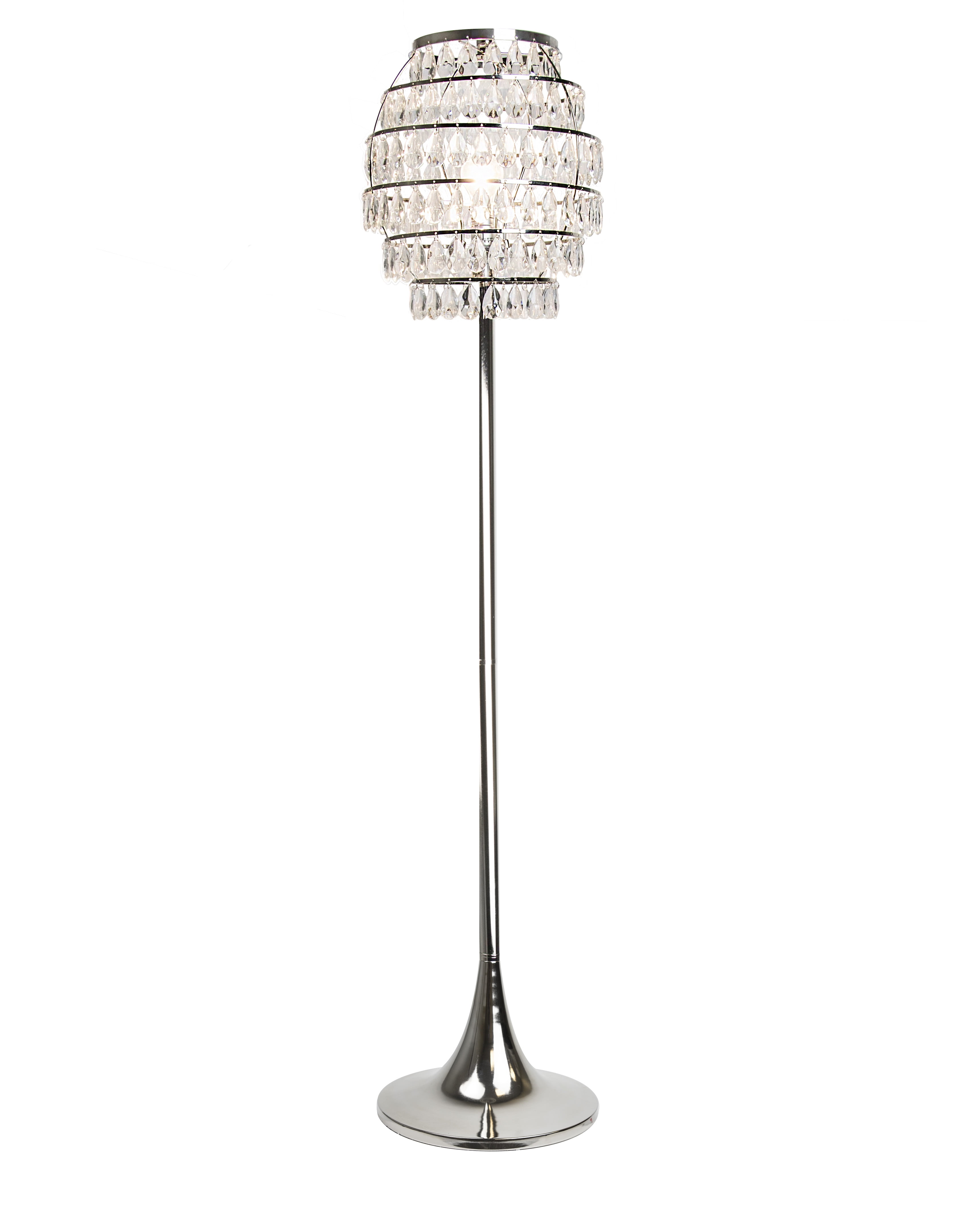 Grandview Gallery 63 25 Polished Nickel Modern Bling Floor Lamp Ft 6 Tier Shade With Genuine Crystal Faceted Teardrop Dangles And Elegant Tapered Pedestal Base Glam Lighting For Any Space Walmart Com